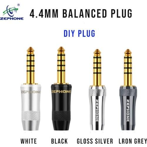 Zephone 4.4mm balanced plug 5 pole plug DIY NW-WM1Z / A PHA-2A PHA-3 White/ black/ gloss silve/ iron gray, Headphone Accessories