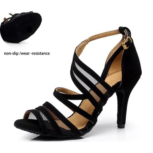 Woman Flannel Latin Ballroom Dance Sandals For Girls High Heel Waltz Tango Dance Shoes For Kids Pratice Latino Shoes For Women