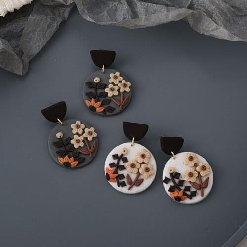 2021 3D Handmade Jewelry Trend Delicate Womens Sets Elegant Spring Color Manual Geometric Long Polymer Clay Earrings Pendants