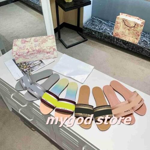 2021 summer women Sandals Slippers Flat shoes Designer Classic fashion Woman Sandal print Shoe With box dust bag size 35-43