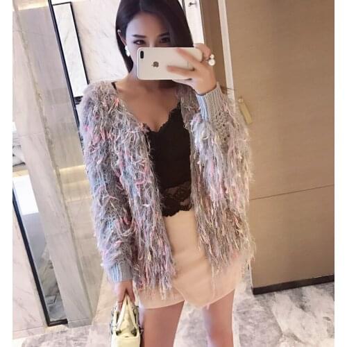 Europe Women Sweater Coat Casual Fashion Loose Ladies Sweater Tassel Wild Cardigan Sweater Coat Female New 2018 Autumn