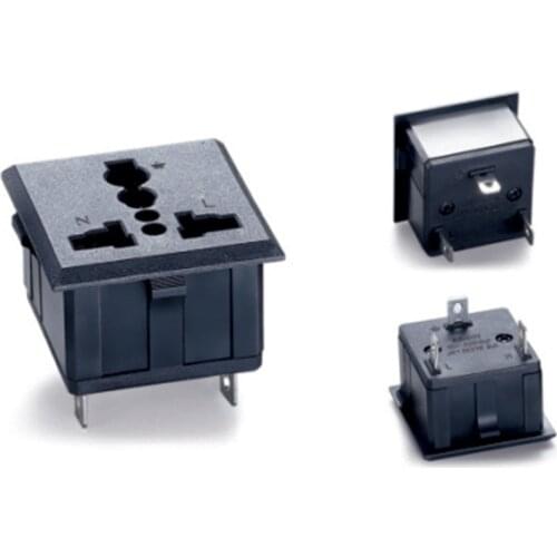 1PCS SS-801 Black industry multi-functional outlet 3 pins Elcectrical 250V 13A US EU UK universal AC power socket