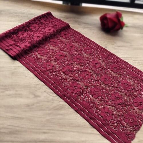 2Meters/lot 22cm wide dark red wine red stretch embroidery lace lady dress skirt wrapped chest bottom clothing accessories AC416