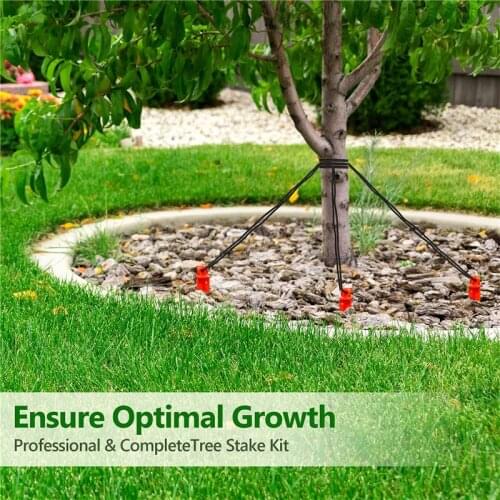 3 Pieces Finish Tree Stakes Kit Plastic Tree Stakes With Braided Belts And Rope For Outdoor Garden Yard Plant Home Fixed