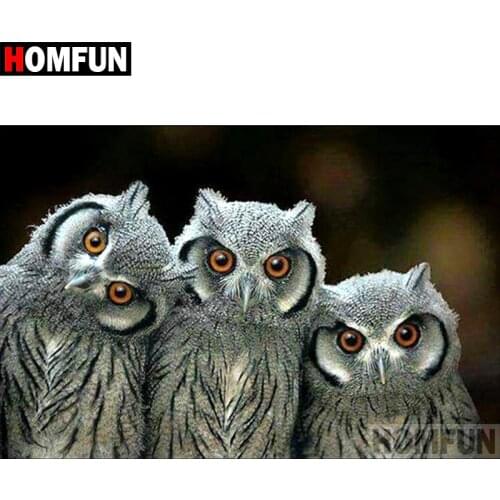 HOMFUN Full Square/Round Drill 5D DIY Diamond Painting "Animal owl" 3D Diamond Embroidery Cross Stitch Home Decor A18551