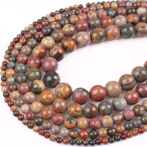 15"(38cm) Strand Round Natural Red Picasso Stone Rocks 4mm 6mm 8mm 10mm 12mm Beads lot for Jewelry Making DIY Bracelet Findings