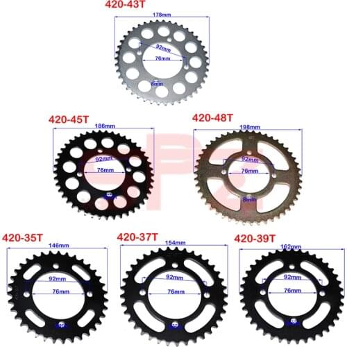 420 Chains 35T/37T/39T/41T/43T/45T/48T Motorcycle Chain Sprockets Rear Back Sprocket Cog For 110cc 125cc 140cc Dirt Pit Bike