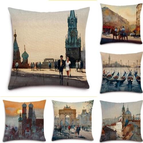 Character pattern Pillow Case Throw Pillowcase Cotton Linen Printed Pillow Covers For Office Home Textile