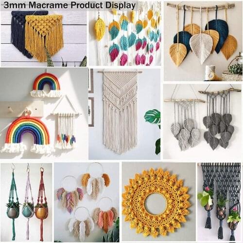 Macrame rope 3mm x 100m DIY Decorative Warp Cotton for Knitting Crafts, macrame cord,Hand-woven cotton thread, rope,jute, cuerda