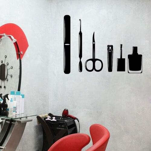 Nail Salon Wall Stickers Room Decoration Art Wall Decals Beauty Salon Girls Room Polish Tool Wallpaper Removable B466
