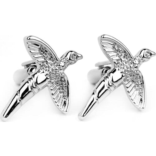 Long tailed birds Cufflinks For Men Bird Cuff Links Mens Creative Silver Plated Cufflinks High Quality Christmas Gift For Men