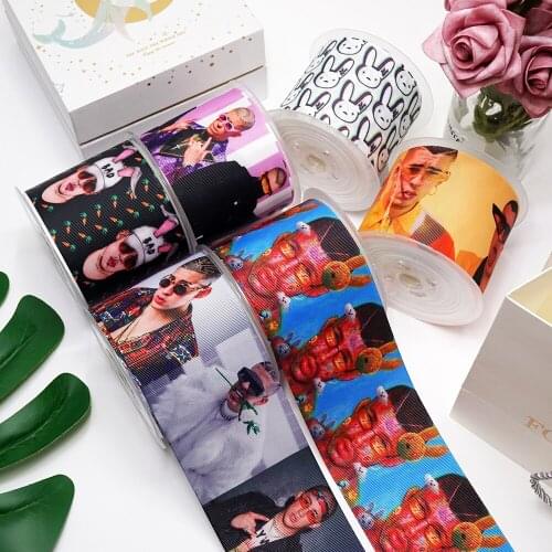 DIY Bad Bunny Printed Grosgrain Ribbon For Craft Supplies Sewing Accessories 5 Yards, Planar Resins Mold 10 Pieces. 48756