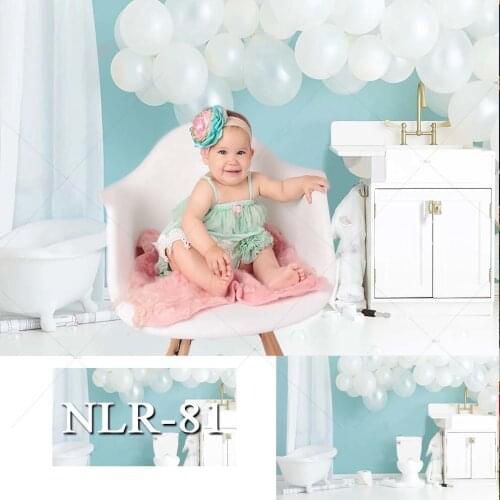 Bathroom Backdrop for Photography Newborn Baby Shower Bubble Balloon Decoration Banner Blue Backgrounds Photo Studio Props