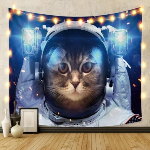 Interstellar Cat Tapestry Vintage Exotic Summer Plant Nature Frame for Bedroom Photography Wall Decor