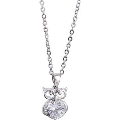 Julie Wang Korean Zircon Pendants Owl Necklace O Chain Crystal Gold Sliver Color Women Jewelry Statement Clavicle Chain