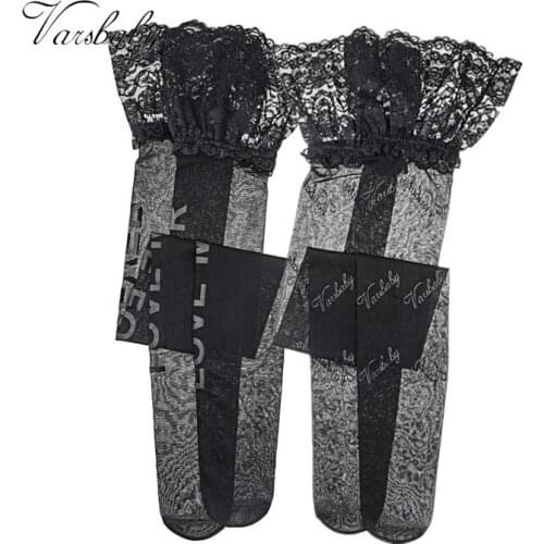 Varsbaby Fashion Women Black Sexy Pantyhose Elastic Printing Letter Stockings 1 Lot/2 PCS
