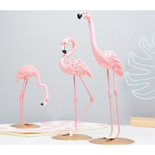 Cute Pink Flamingo Ornament Crafts Miniatures Table Home Party Birthday Decoration Ornament Home Garden Yard Room
