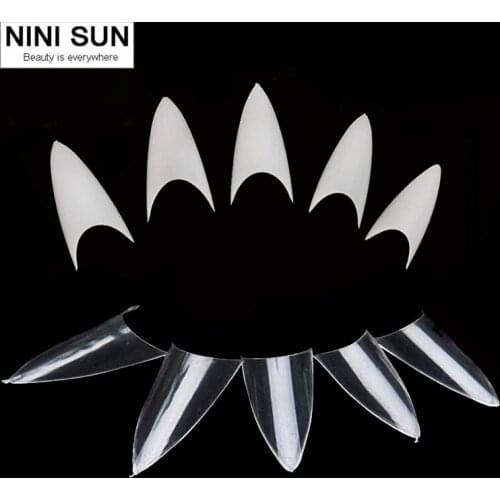 Nails Tips 500pcs Stiletto False Nails Transparent and White 2 Colors ABS High Quality Artificial Nails Kunstnagels france 2016