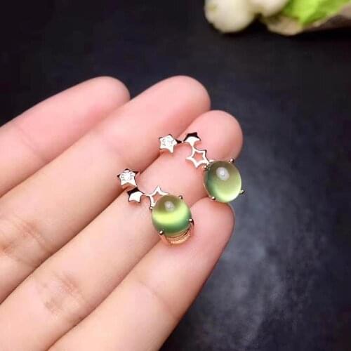 Natural Grape Stone Simple Temperament Earrings S925 Sterling Silver Fine Fashion Jewelry for Women