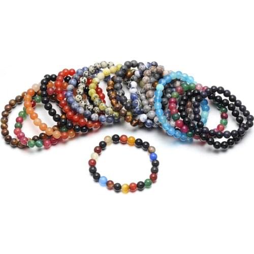 New Fashion Natural Gem Stone Round Beaded Bracelet for Women Amazonite Agates Beads Bangle Bracelets Exquisite Jewelry Gift