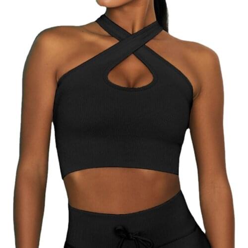 New Solid Color Sports Underwear Vest Cross Shoulder Strap Outdoor Running Cycling Yoga Bra Workout Top