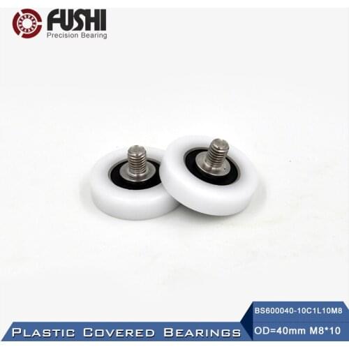 6000 2RS Screw Pulley Bearing OD 40 mm M8*10 ( 2 PCS ) Doors and Windows Roller Mute Wheel POM 6000 RS Plastic Covered Bearings
