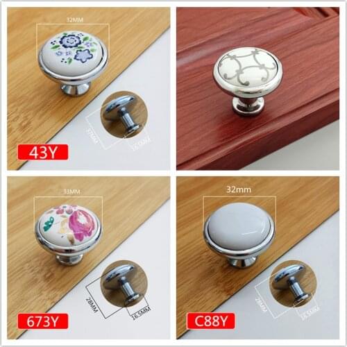 2pcs Bird handle knob single Hole ceramic knob zinc alloy children room cupboard cabinet drawer Furniture handle knob with screw