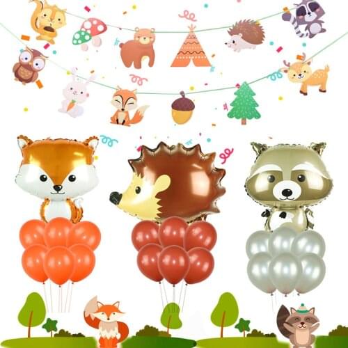 Safari Jungle Theme Party Supplies Forest Animal Foil Balloons Raccoon Fox Foil Balloon DIY Kids Birthday Decoration Globos Toy