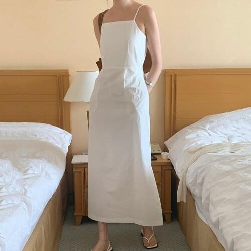 Sannian Women Dress New Summer Thin Square Neck Backless Tied With Small High Waist Slim Open Halter Dresses Ladies clothes