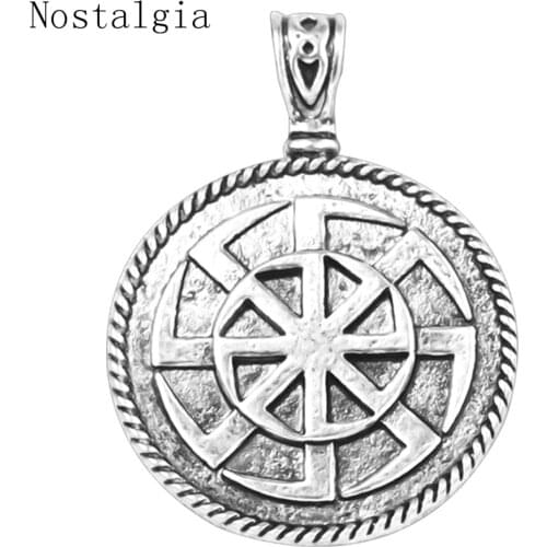 Slavic Antique Silver Color Kolovrat Pendant Necklace Slavic Amulet Sun NEW Wheel Kolovrat Pendant For Men Fashion Charm Jewelry
