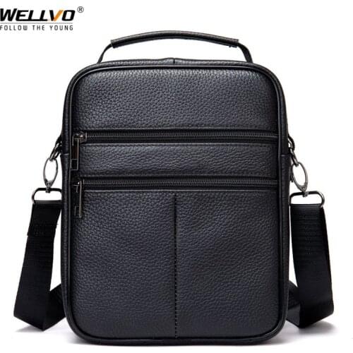 Mens Vintage Crossbody Bags Male Genuine Leather Shoulder Bag Casual Small Pack Cowhide Pouch Solid Color Purse 2021 XA795ZC