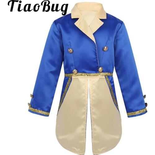 TiaoBug Prince Costume Baby Boy Halloween Cosplay Birthday Theme Party Tailcoat Turn-Down Collar Tuxedo Jacket Kid Toddlers Role