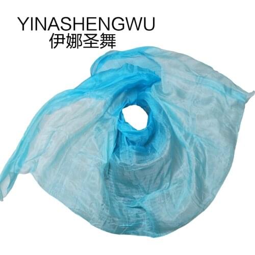 High Quality Dance veils Handmade Natural Silk Belly Dance Veils Dance Props Silk Veils turquoise+light turquoise