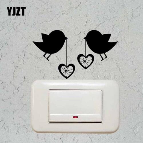 YJZT Love Heart Bird Vinyl Wall Decal Switch Sticker Lving Room Decor Art Cartoon Animal Funny Creative 17SS-0598