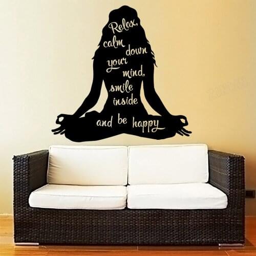 Woman Yoga Wall Decal For Exercise Room Inspirational Quote Meditation Vinyl Wall Sticker Art Decor Living Room Yoga Studio Y168