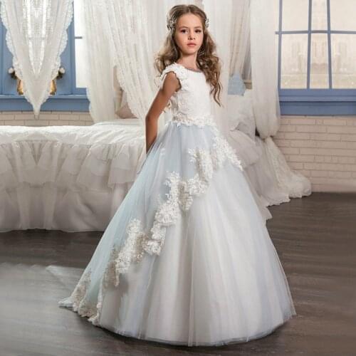 Holy Communion Dresses Ball Gown Lace Solid O-neck Flower Girl Dresses Vestido De Daminha New Arrival