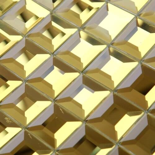 30mm 5 bevele Gold Seamless Crystal Diamond Mirror Glass Mosaic Tiles, DIY salon showroom KTV Display cabinet decorate outdoor