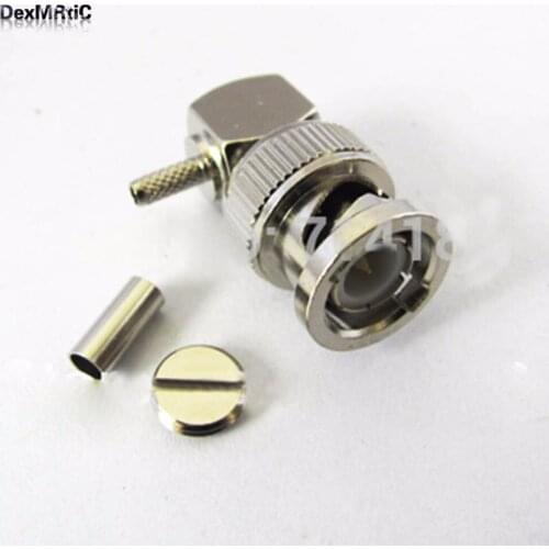 1pc BNC male plug RF Coax Connector right angle Crimp for RG316 RG174 LMR100 Nickelplated NEW wholesale