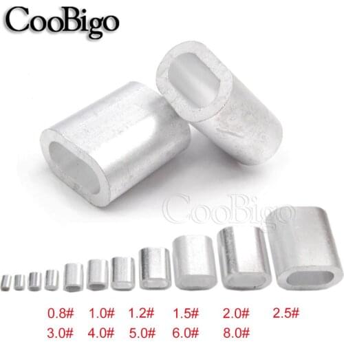 10pcs 1/32"~5/16" Hole Aluminum Cable Crimps Sleeves Cable Ferrule Stops for Snare Wire Rope Clip Swage Trap Barrel Fitting