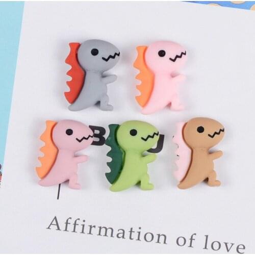 1000pcs/lot resin flat back colorful matte dinosaur 14*19mm mixed embellishments cabochons dollhouse