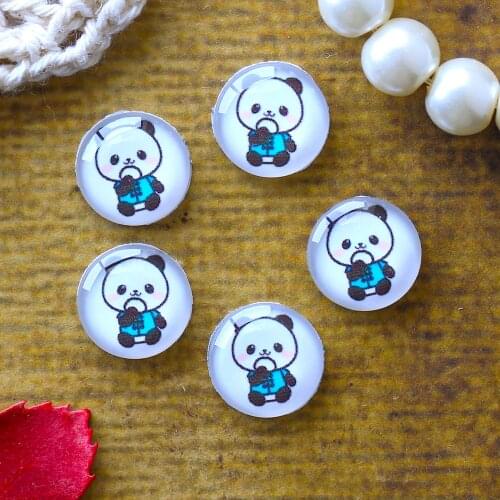 12mm 25mm 14mm 16mm 18mm 20mm Photo Glass Cabochons Round Cameo Set Handmade Settings Panda 12