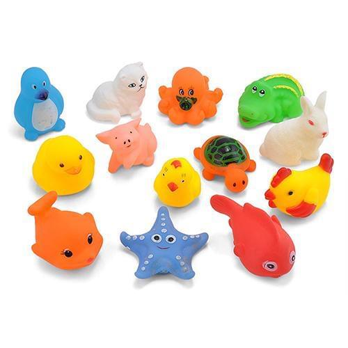 13Pcs Baby Kid Animal Duck Rabbit Cat Bath Time Squeaky Water Floating Toys