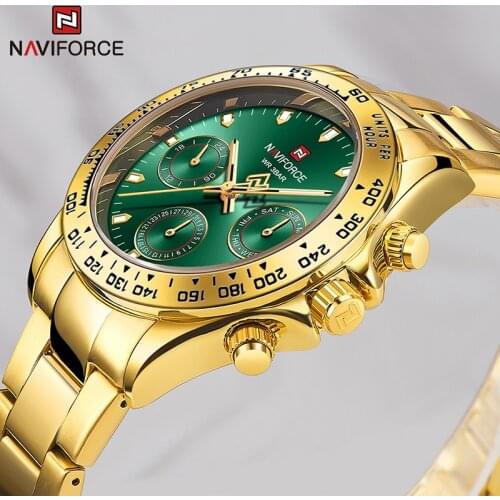 2021 NAVIFORCE Fashion Mens Watches Top Luxury Brand Stainless Steel Gold Watch Waterproof Quartz Wristwatch Men Casual Clock