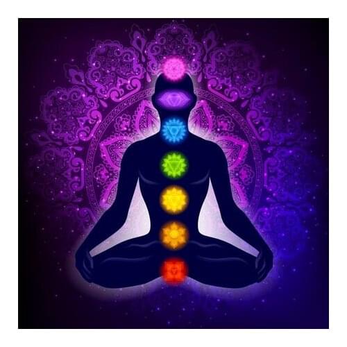 21style Choose Indian Buddha Meditation 7 Chakra Yoga Sports Art Film Print Silk Poster for Your Home Wall Decor 24x24inch