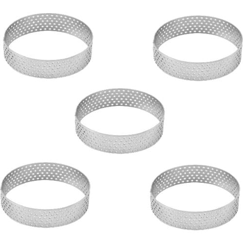 5Pcs 6cm Circular Tart Ring Dessert Stainless Steel Perforation Fruit Pie Quiche Cake Mousse Mold Kitchen Baking Mould
