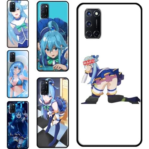 Cute aqua konosuba anime girl Case For OPPO Find X3 Pro F5 A1K A3S A5S A15 A52 A72 A83 A91 A93 A5 A9 A31 A53 2020 Cover
