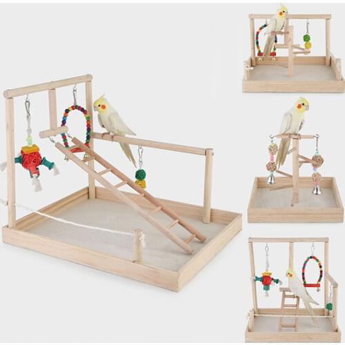 Wooden Bird Perch Stand Parrot Platform Playground Exercise Gym Playstand Ladder Interactive Toys Bird Supplies