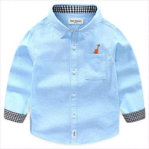 Childrens long-sleeved shirts and boys' all-cotton shirts