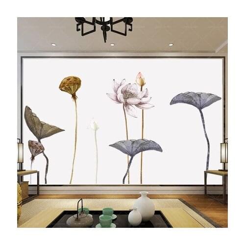 DIY Lotus Wall Sticker Wedding Living Room Bedroom Decoration Wall Painting Poster Nature Posters And Prints Art Bathroom Decor