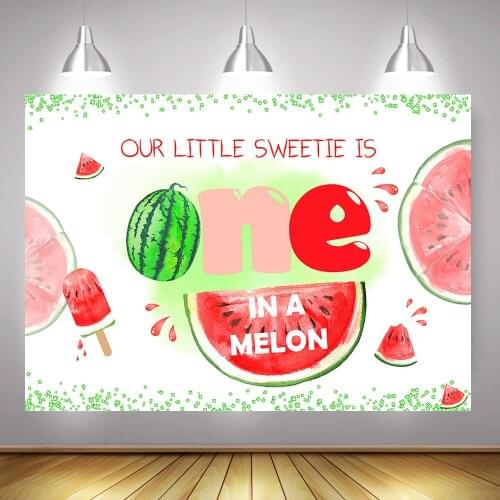 Little Sweet Watermelon is One Birthday Backdrop Photography 1st Birthday in a Melon Background Summer Ice Cream Newborn Baby